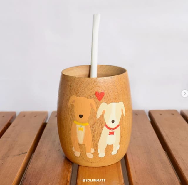 Mate personalizado artesanal - mate personalizado con dibujo de perros pintado a mano artesanal - Diseño único pintado a mano mate personalizado con dibujo de perros pintado a mano artesanal